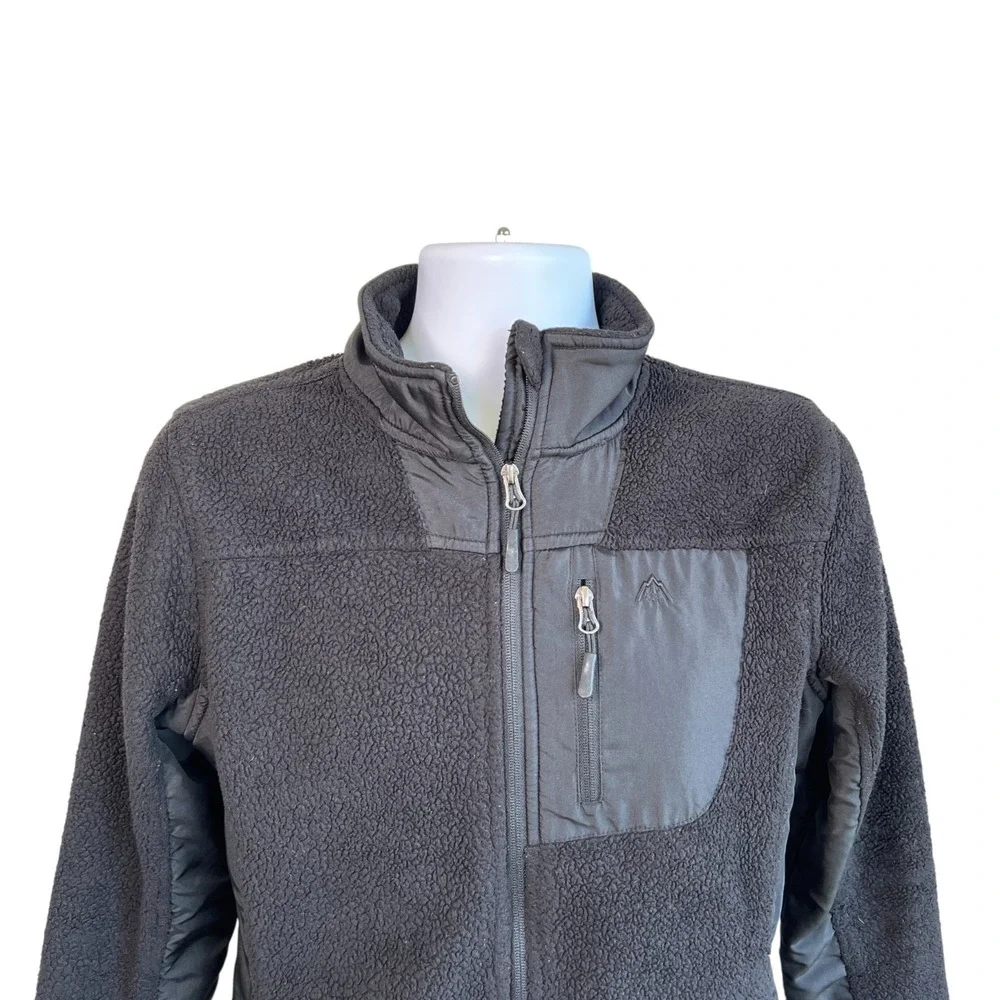 Snozu Mens Performance‎ Fleece Jacket Sz L Black Full Zip Sherpa Outdoor